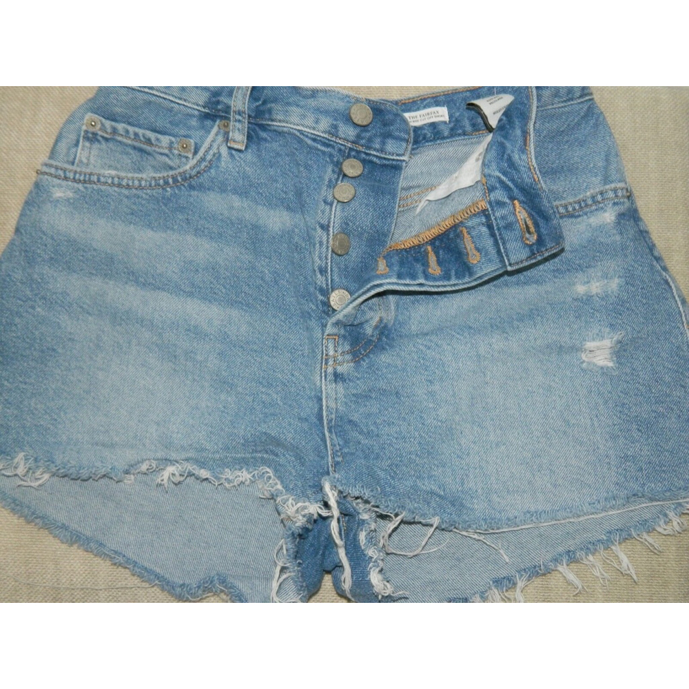 Rails Shorts Size 27 The Fairfax High Rise Cut Off Button Fly Denim Blue Altered - Picture 5 of 9